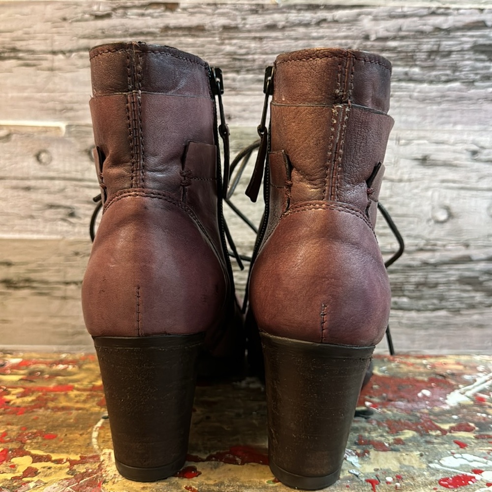 Mjus Purple Brown Leather Heel Boots Size 38 - Picture 7 of 16